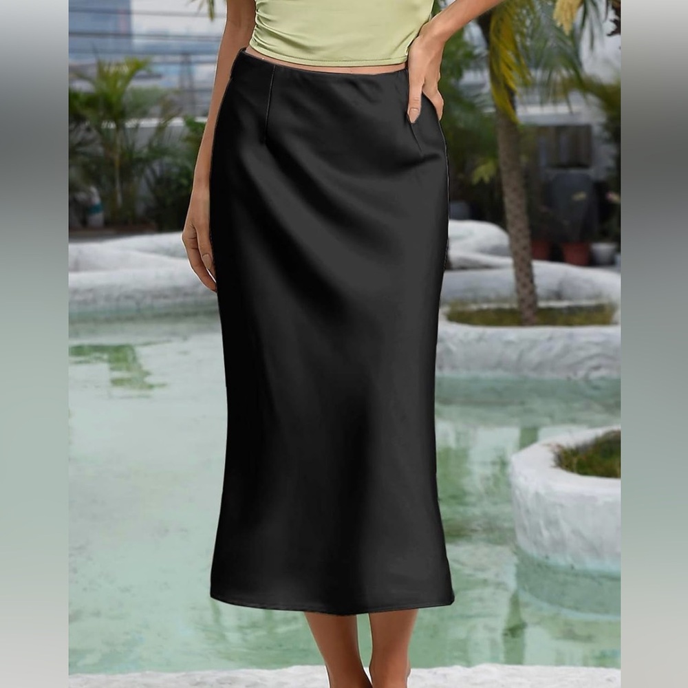 Amazon Women's Satin High Waist Hidden Elasticized Waistband Flared